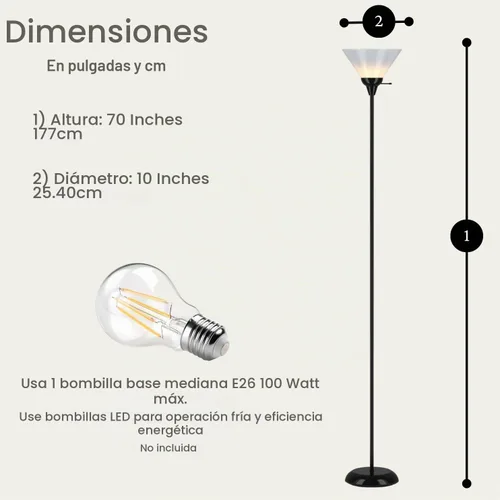 Vista 9 de Lámpara de suelo Light Accents con pantalla color blanco, 100 W, negro, 6113-21, 100.00watts
