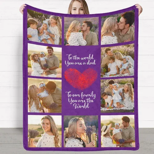 Vista 10 de Manta personalizada, manta personalizada con fotos: fabricada en Estados Unidos, regalos de cumpleaños para papá, mamá de hija o hijo, mantas