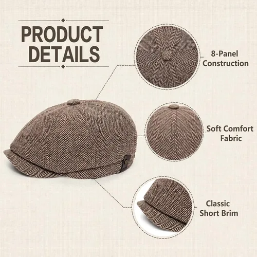 Vista 3 de Gvhntk 2 gorras planas de espiga para hombre