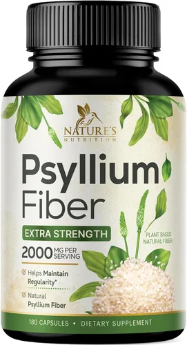 Vista 10 de Polvo de cáscara de psyllium de 2000 mg por porción, suplemento de fibra de psyllium extra fuerte, píldoras de fibra soluble natural, apoya