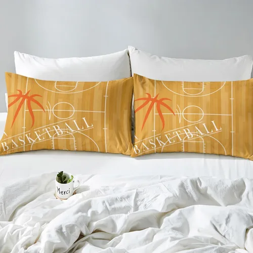 Vista 4 de Erosebridal Sábanas de baloncesto para niños y niños, sábana bajera deportiva tamaño individual, sábanas para canchas de baloncesto, ropa de cama