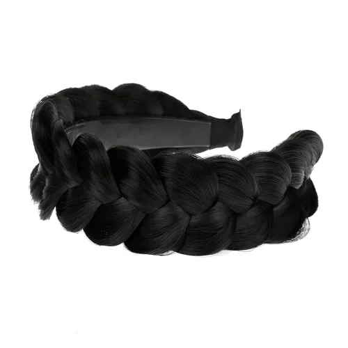 Vista 5 de Diadema trenzada de pelo sintético, aro de pelo clásico, grueso, ancho, trenzado, peluca de trenzas esponjosas, accesorio de belleza para mujeres