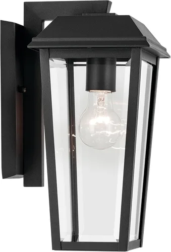 Vista 5 de Kichler Mathus 59118BKT - Lámpara de pared tradicional para exteriores, con textura negra, de lujo, con vidrio transparente, para paredes