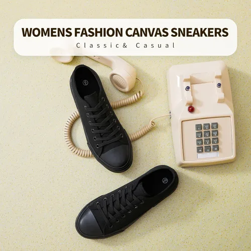 Vista 2 de hash bubbie Zapatillas blancas para mujer, zapatos de lona bajos para mujer, zapatillas de lona para mujer, zapatillas de deporte de moda
