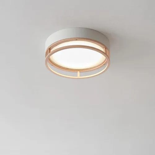 Vista 7 de GLOBE Electric 66000038 18.5W Lámpara de techo empotrable LED integrada para interior y exterior, blanco mate, acento en tono madera, mejoras