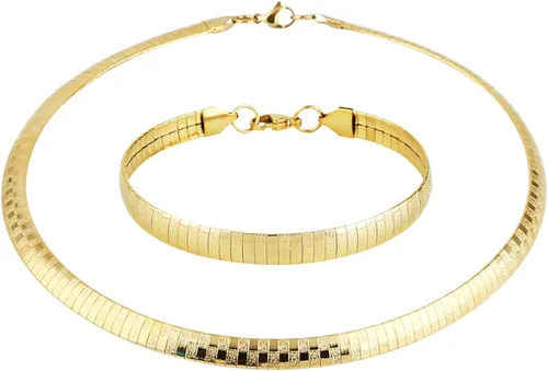 Vista 5 de HZMAN Omega - Conjunto de collar de 18 pulgadas y pulsera de 85 pulgadas de cadena de acero inoxidable de 8mm de grosor
