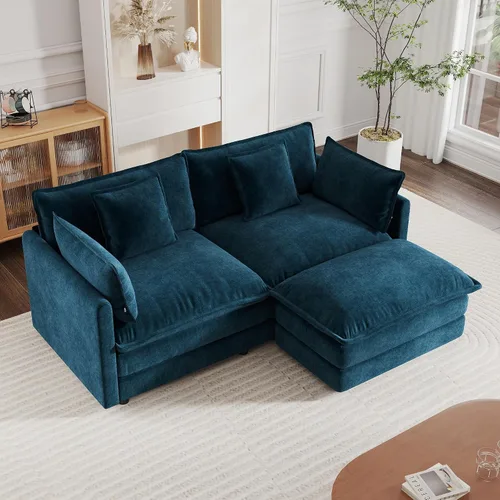 Vista 31 de mikibama - Sofá seccional modular, sofá en forma de L de 76.4 pulgadas para sala de estar, sofá cama cómodo tipo nube con otomano móvil, combinación