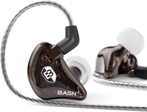 Vista 8 de BASN Bsinger PRO Monitores intrauditivos híbridos dinámicos controladores duales Dos cables MMCX desmontables Músicos Auriculares intrauditivos Negro