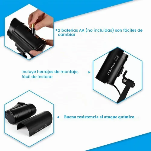 Vista 5 de Cámara de seguridad falsa, sistema de vigilancia CCTV falso (1, negro)