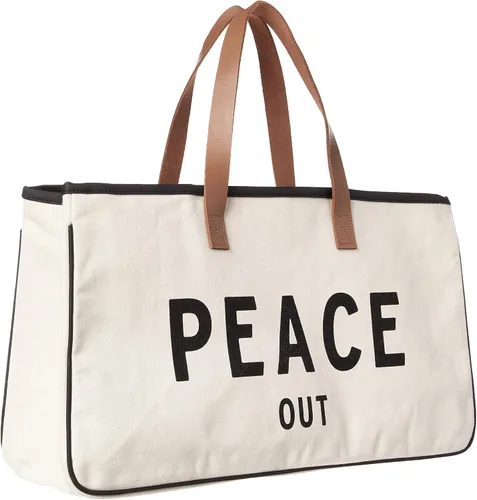 Vista 3 de Santa Barbara Design Studio Bolsa de mano para mujer, bolsa de hombro de lona 100% algodón, grande, paz fuera