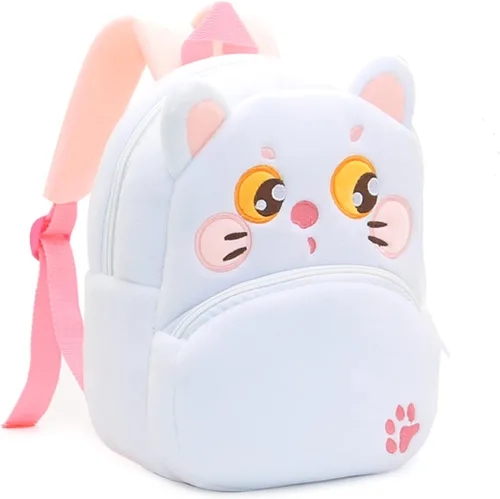 Vista 3 de Mochila escolar para niños de 2 a 4 años de edad (gato blanco)