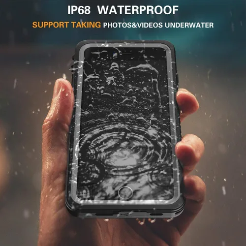Vista 4 de Funda impermeable para iPhone SE 2022/SE 2020/iPhone 7/8, a prueba de golpes, con protector de pantalla integrado, funda protectora de cuerpo Negro