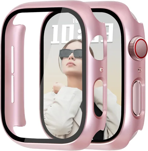 Vista 27 de JR.DM - Juego de 2 fundas de policarbonato duro de 38 mm con protector de pantalla de vidrio templado HD para Apple Watch Series 3/2/1, protector