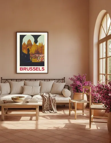 Vista 4 de Brussels Belgium - The Grand Place - Belgian National Railways - Vintage Travel Poster by Frank H. Mason c.1930 - Master Art Print (Unframed) 6in x