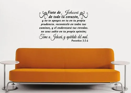 Vista 3 de byyoursidedecal Adhesivos de pared españoles Trust decorativo para pared Jehová, y apártate del mal Proverbios 3:3-4 Despegar y pegar Mensajes