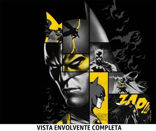 Vista 3 de Batman OFFICIAL 80 Years Bat Panels - Botella de agua aislada de 24 onzas, resistente a fugas, de acero inoxidable con tapa de bucle, color negro
