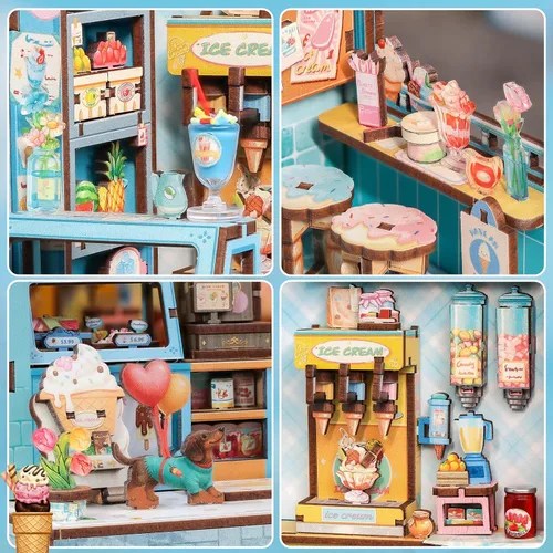 Vista 6 de CUTEBEE Kit de rincón de libros, kit de casa de muñecas en miniatura