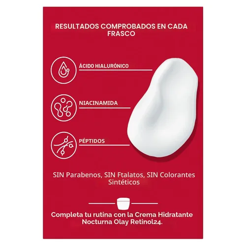 Vista 15 de Olay - Hidratante facial con ácido hialurónico, hidratación instantánea para mujeres, sin fragancia - solución para piel seca, resplandeciente