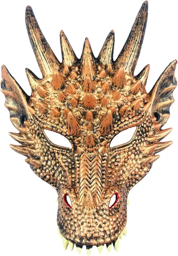 Vista 7 de Alodidae Máscara de dragón para Halloween, máscara de media cara, disfraz de cosplay para adultos Negro