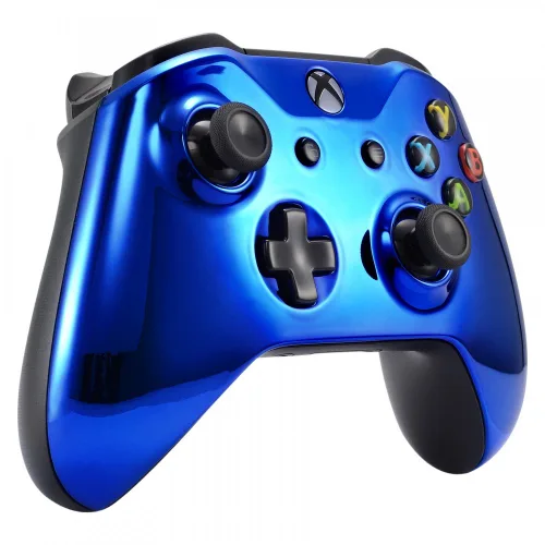Vista 4 de eXtremeRate Chrome Blue Edition Front Housing Shell for Xbox One Wireless Controller Model 1708, Replacement Custom Faceplate Cover for Xbox One S &
