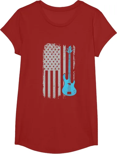 Vista 49 de Electric Bass Guitar Player American Flag Musician T-Shirt Asphalt Grey