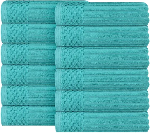 Vista 163 de Superior Juego de 6 toallas de algodón sólido y acanalado, toallas de cara de 13 x 13 pulgadas, toallas de mano de 16 x 28 pulgadas, toallas de baño