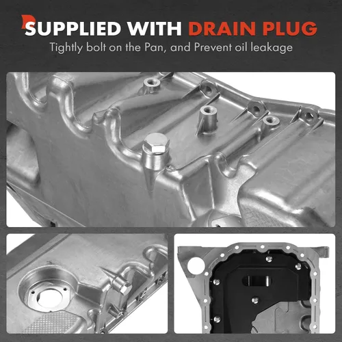 Vista 6 de A-Premium Cárter de aceite de motor con tapón de drenaje compatible con Audi A3 Quattro 2006-2009, TT Quattro 2008-2009, VW Eos 2007-2008, R32