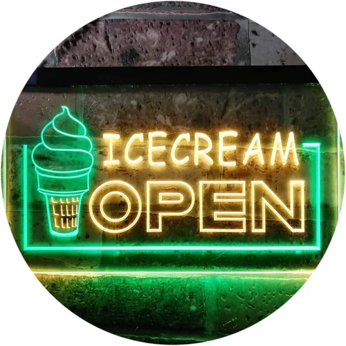 Vista 11 de ADVPRO Ice Cream Open Shop Dual Color LED Neon Sign Blue & Red 12" x 8.5" st6s32-m0079-br