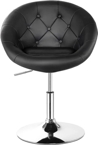 Vista 5 de WATERJOY Silla giratoria de tocador con respaldo, silla de maquillaje moderna de altura ajustable con marco cromado para bar y bar