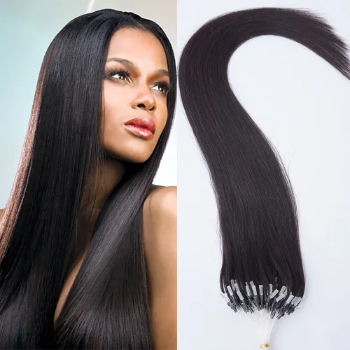 Vista 3 de 26" 50 g 100s Micro Anillo Bucle 100% cabello humano Extensiones Natural suave real Belleza recta pelo 100strands de regalo en uno Pack, 1