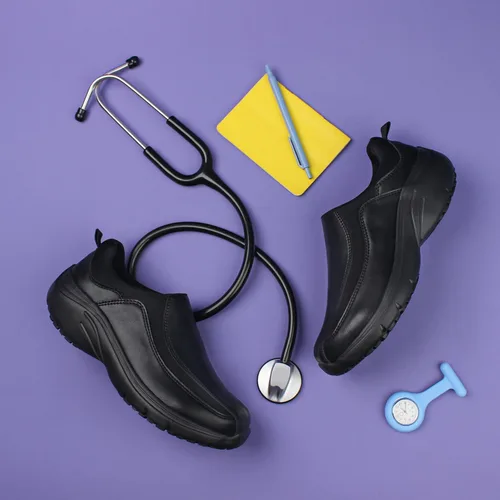 Vista 4 de Hawkwell Zapatos de enfermería de lycra ligeros sin cordones para mujer, zapatos de trabajo para el cuidado de la salud