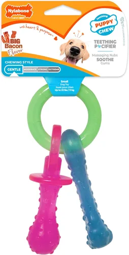 Vista 21 de Nylabone Puppy Chew - Hueso de perro con textura azul para dentición