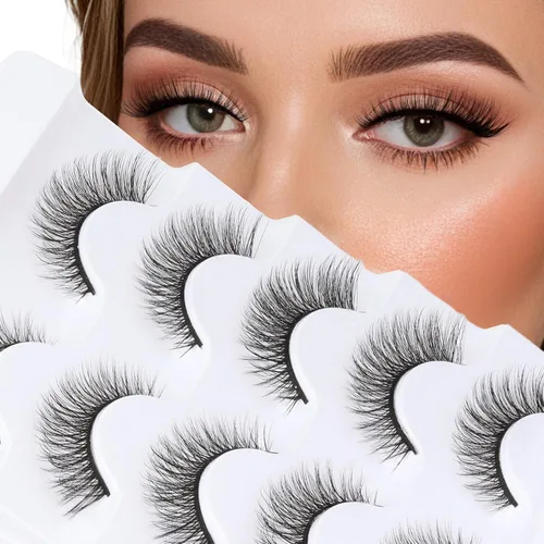 Vista 26 de Veleasha Pestañas postizas de manga puntiagudas, 100% hechas a mano, aspecto natural, pestañas postizas ligeras con banda transparente suave