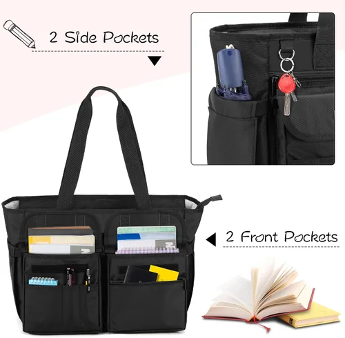 Vista 3 de LoDrid Bolsa para profesores con almohadilla inferior, capa de almacenamiento separada para laptop (hasta 15.6 pulgadas), bolsas para profesores