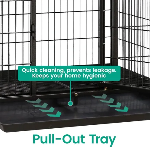 Vista 8 de Jaulas de dos niveles de 30 pulgadas para perros pequeños, jaula para perros de tamaño mediano para 2 perros, jaula resistente para perros, perreras