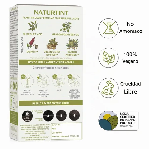 Vista 3 de Naturtint Tinte permanente para el cabello castaño oscuro 3N, 5.75 onzas, paquete de 3