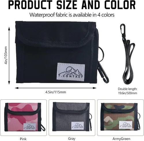 Vista 4 de T.CONTACT - Cartera con cordón para el cuello con cremallera, monedero, tarjetero para hombres, mujeres, niños y niños, Negro -, Cartera para niños