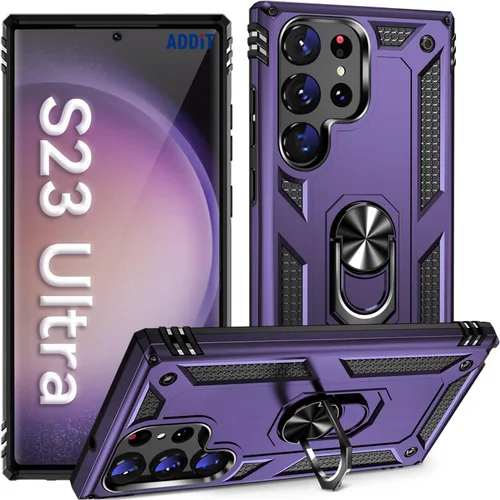 Vista 19 de ADDIT Funda S23 para Samsung Galaxy S23 de 6.1 pulgadas, con anillo de soporte, soporte ajustable, grado militar, protección resistente, a prueba