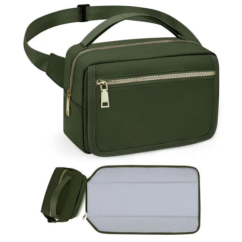 Vista 8 de printe Bolso pequeño para pañales con cambiador portátil, bolsa de cintura para mujer con bolsillo para toallitas para viajes, paquete divertido