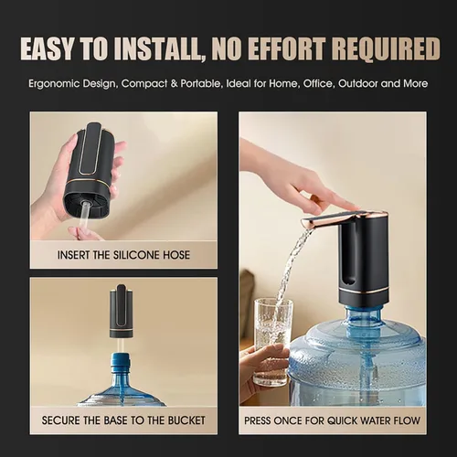 Vista 7 de Dispensador de agua de 5 galones para botella de 5 galones, dispensador de agua eléctrico - USB-C recargable, batería de 1200 mAh, portátil