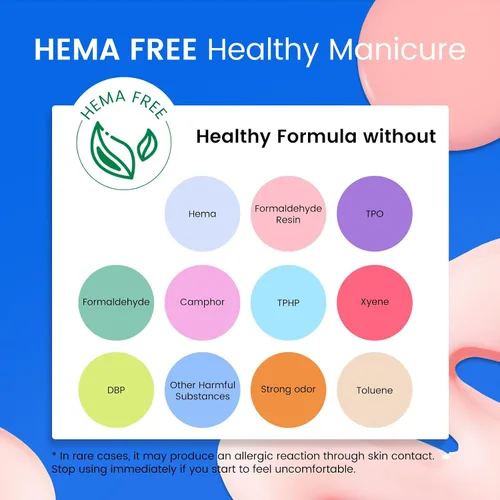 Vista 6 de Hema Tpo Free Gel Nail Polish Set - 24 Colores 18ml Juego de Esmalte de Uñas en Gel para Principiantes con 6 Piezas de Capa Base Mate y Brillante