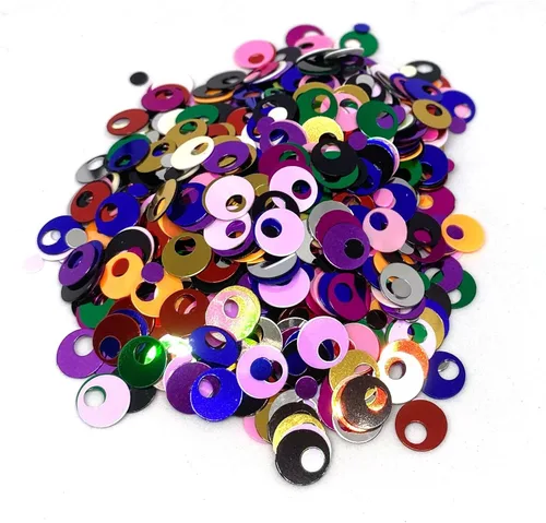 Vista 41 de Paillettes de lentejuelas redondas planas de 10/20/1.181 in, agujero de 0.157 in, mezcla de colores, lentejuelas acrílicas, 1,76 onzas (1.76 oz)