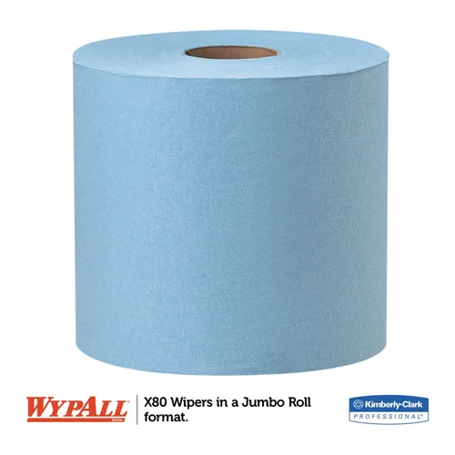 Vista 4 de Kimberly-Clark 41043 X80 Limpiaparabrisas con HYDROKNIT, rollo jumbo, 12 1/2 x 13 2/5, azul, 475/rollo