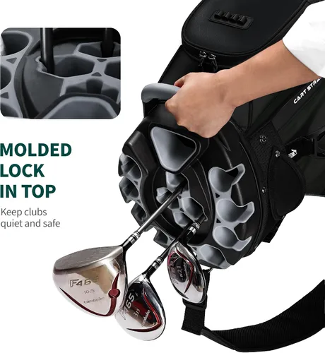 Vista 5 de Silent - Bolsa de golf para carrito de golf, bolsa de golf moldeada con separadores de longitud completa de 14 vías, bolsa de bolsillo refrigerante