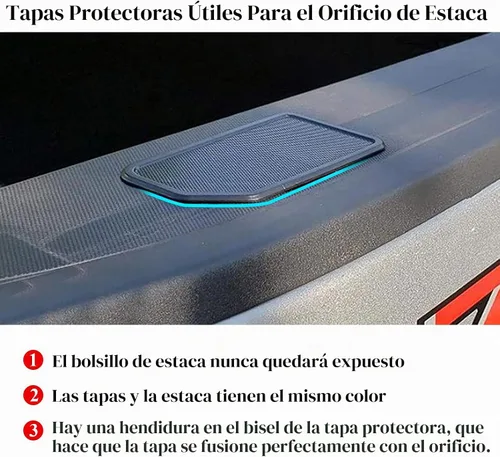 Vista 7 de TTCR-II Cubiertas para orificios de estaca para riel de cama GMC Sierra y Chevy Silverado 2014-2018, cubiertas de bonneau para camiones para Sierra