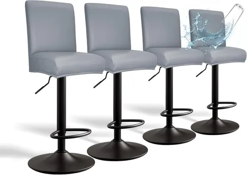 Vista 16 de Fundas de Cuero PU para Taburete de Bar con Respaldos, Paquete de 2 Fundas Elásticas Impermeables para Sillas de Taburete de Bar, Fundas Lavables