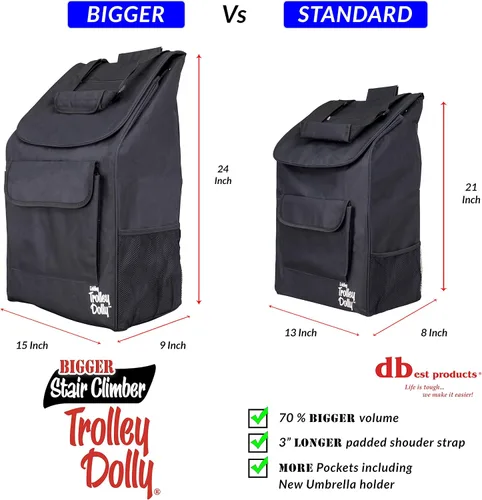 Vista 3 de dbest products - Carro de compras más grande para escaleras Trolley Dolly, plegable para compras de comestibles, color negro, apto