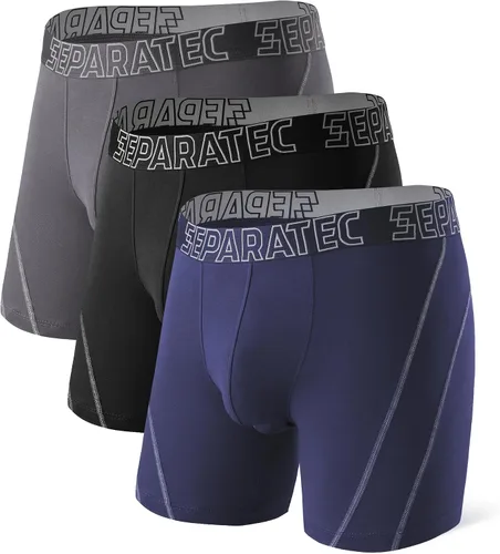 Vista 11 de Separatec Ropa interior para hombre con doble bolsa, calzoncillos tipo bóxer que absorben la humedad, rayón de bambú, transpirable, refrescante 1
