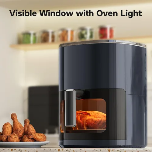 Vista 5 de iPower Freidora de aire digital de 6.34 cuartos de galón con 12 funciones preestablecidas y ventana visible, cesta antiadherente y apta para Gris