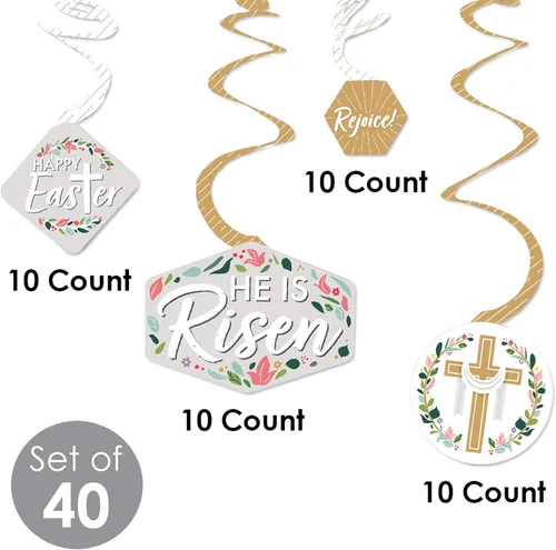 Vista 5 de Big Dot of Happiness Pascua religiosa – Decoración cristiana para colgar – Remolinos de decoración de fiesta – Juego de 40